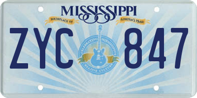 MS license plate ZYC847
