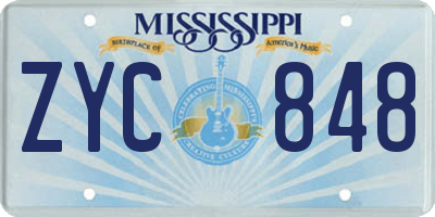MS license plate ZYC848