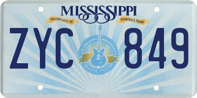 MS license plate ZYC849