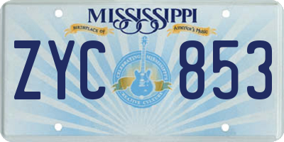 MS license plate ZYC853