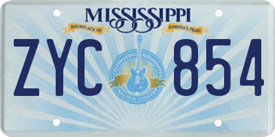 MS license plate ZYC854