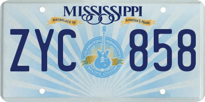 MS license plate ZYC858