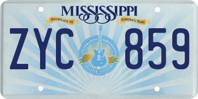 MS license plate ZYC859