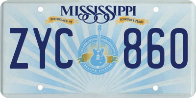 MS license plate ZYC860