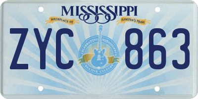 MS license plate ZYC863