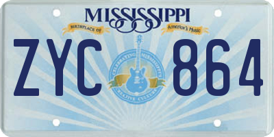 MS license plate ZYC864
