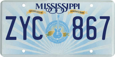 MS license plate ZYC867