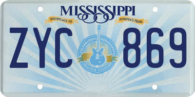 MS license plate ZYC869