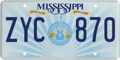 MS license plate ZYC870