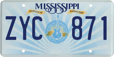 MS license plate ZYC871