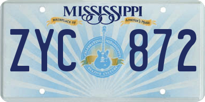 MS license plate ZYC872