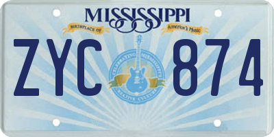 MS license plate ZYC874