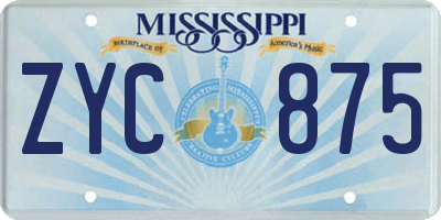 MS license plate ZYC875