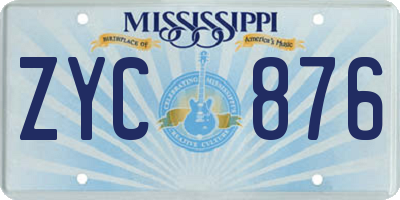 MS license plate ZYC876