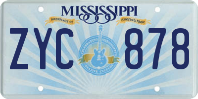 MS license plate ZYC878