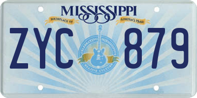 MS license plate ZYC879