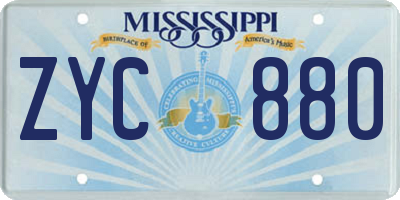MS license plate ZYC880