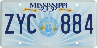 MS license plate ZYC884
