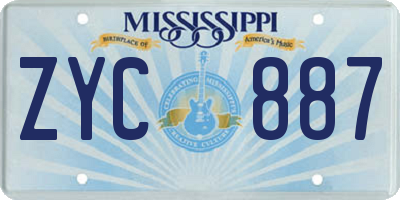 MS license plate ZYC887