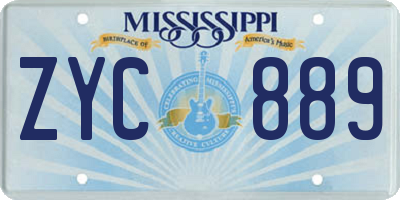 MS license plate ZYC889