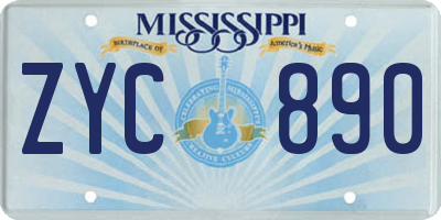 MS license plate ZYC890