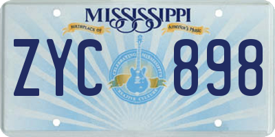 MS license plate ZYC898