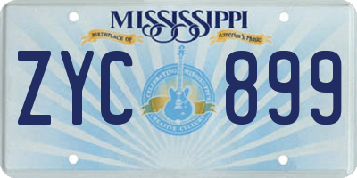 MS license plate ZYC899