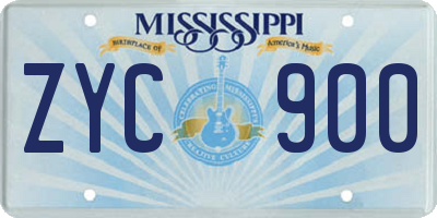MS license plate ZYC900
