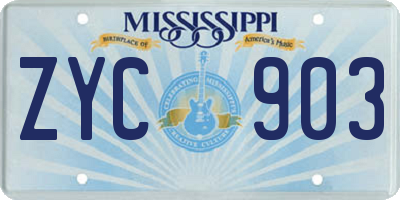 MS license plate ZYC903