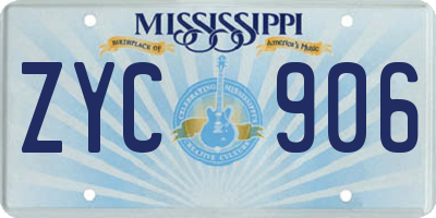 MS license plate ZYC906