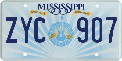 MS license plate ZYC907