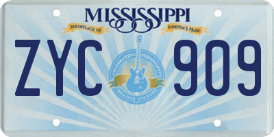 MS license plate ZYC909