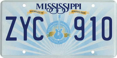 MS license plate ZYC910