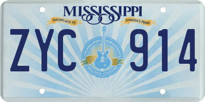MS license plate ZYC914