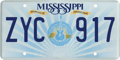 MS license plate ZYC917