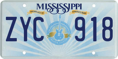 MS license plate ZYC918