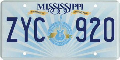 MS license plate ZYC920