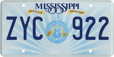 MS license plate ZYC922