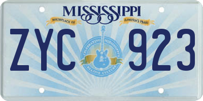 MS license plate ZYC923