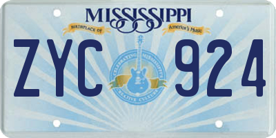 MS license plate ZYC924