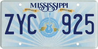 MS license plate ZYC925