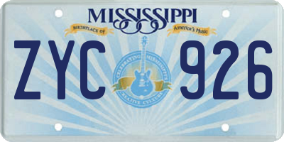 MS license plate ZYC926