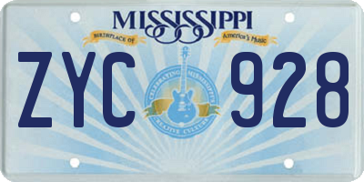 MS license plate ZYC928