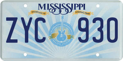 MS license plate ZYC930