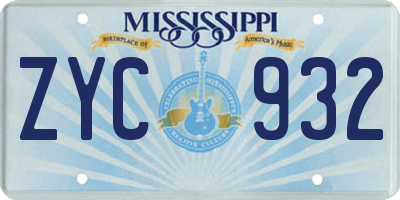 MS license plate ZYC932