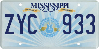 MS license plate ZYC933