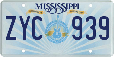 MS license plate ZYC939