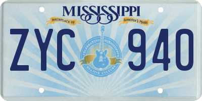 MS license plate ZYC940