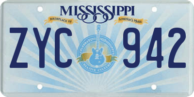 MS license plate ZYC942