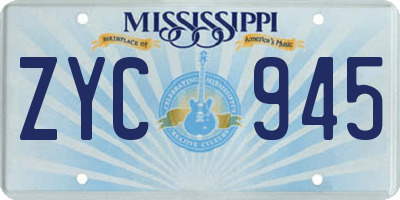 MS license plate ZYC945